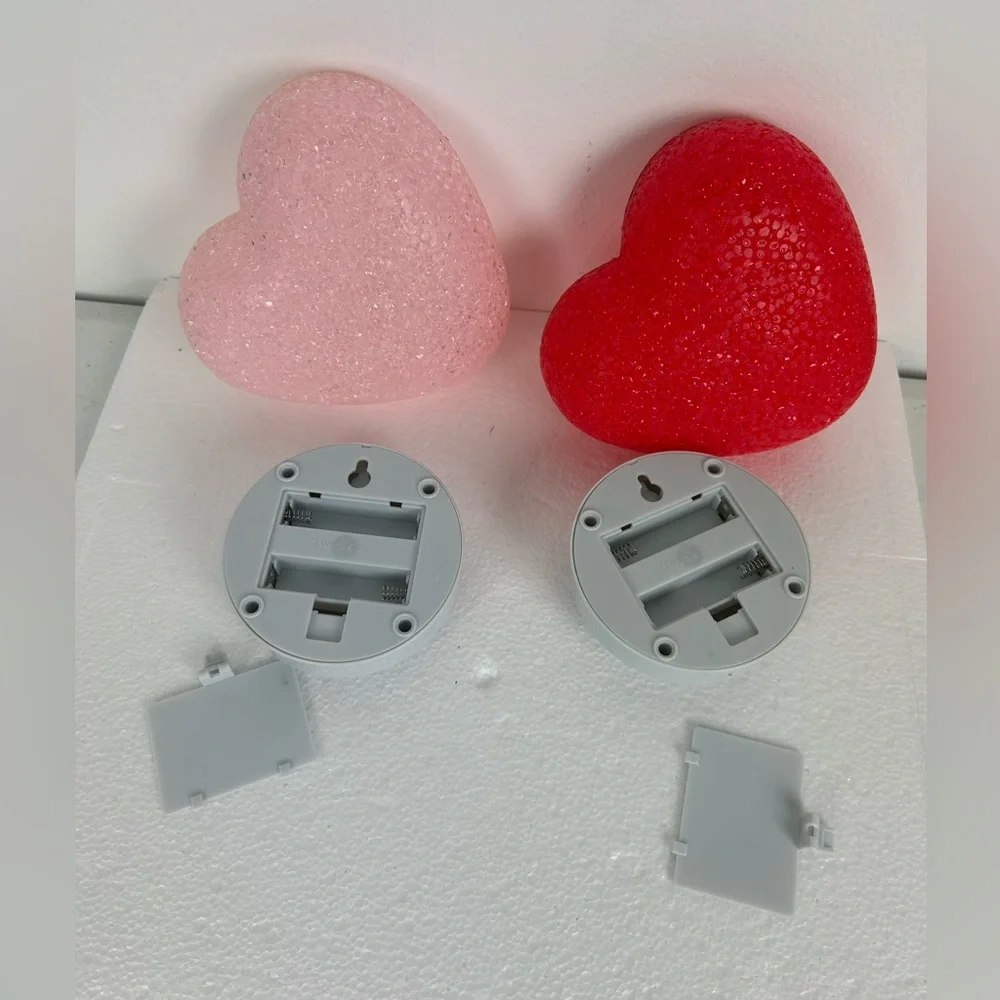 Avon NOS VTG '2001' S/2 Tap Lights w/Cover (Red and Pink rubber pellet hearts)